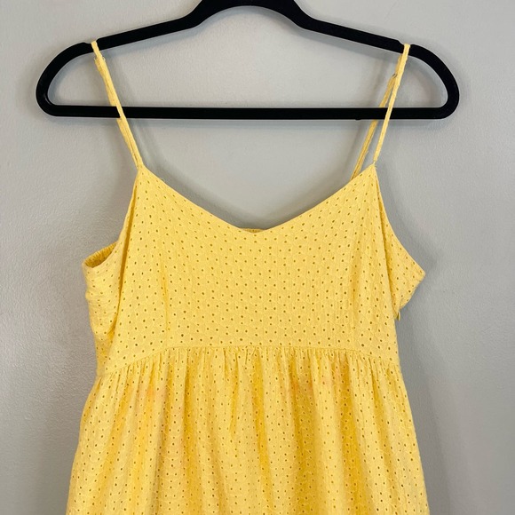 The Prairie by Rachel Ashwell Women's Yellow Spaghetti Strap Eyelet Midi Dress 8 - Picture 3 of 15